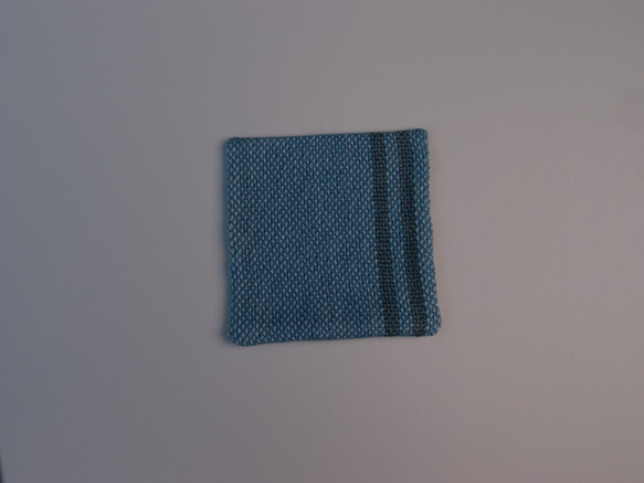 送料無料 藍生葉染め手織りコースター２枚セット 2枚目の画像