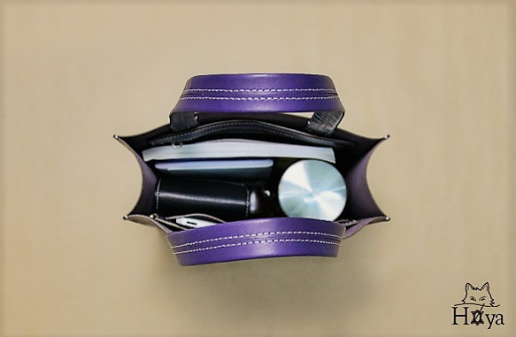 【HOYA BAG】五件式組合手提袋‧水牛革‧極簡約‧紫 第4張的照片