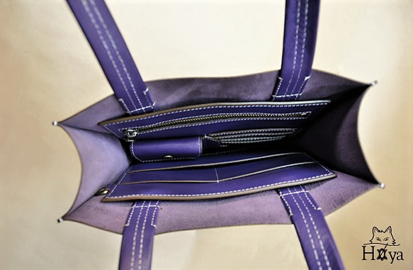 【HOYA BAG】五件式組合手提袋‧水牛革‧極簡約‧紫 第5張的照片