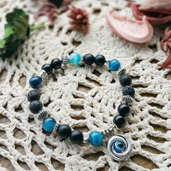 【Jff天然石】法瑪蒂祈願藍眼瑪瑙串珠手環 第2張的照片