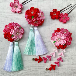 七五三（3歳ちゃん用）髪飾り＆被布飾り *つまみ細工 *かんざし *桜