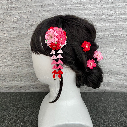 七五三（3歳ちゃん用）髪飾り＆被布飾り *つまみ細工 *かんざし *桜