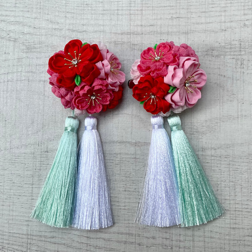 七五三（3歳ちゃん用）髪飾り＆被布飾り *つまみ細工 *かんざし *桜