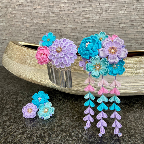 翡翠 花彫刻 髪飾り(簪)ラベンダー色 翡翠 花彫刻 髪飾り(簪)ラベンダー色