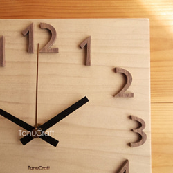 木の掛け時計　■角型20センチ・ユリノキ■ 3枚目の画像