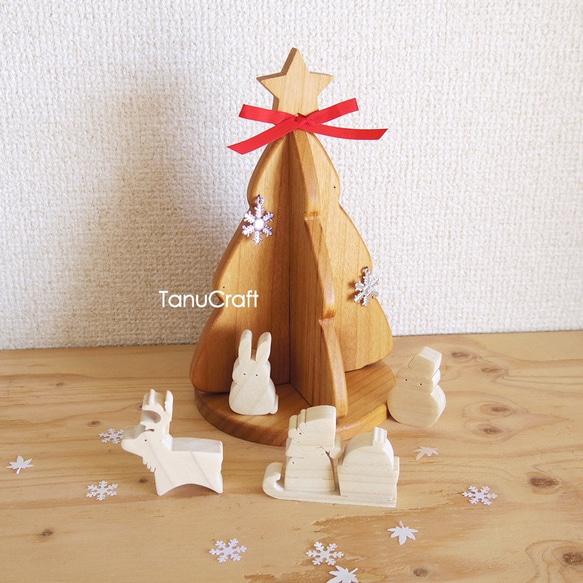 木製クリスマスツリー（オーナメント付）■ミニ■ 2枚目の画像
