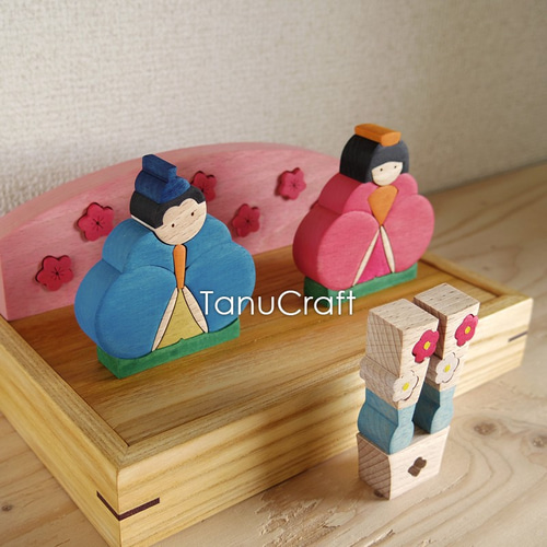 組み木飾り □おひなさま□ 壁掛けもできる雛飾り♪ ひな人形・雛飾り