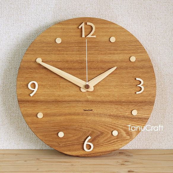 木の掛け時計　■丸型30センチ・タモ■ 1枚目の画像