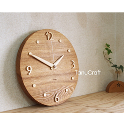 木の掛け時計　■丸型30センチ・タモ■ 3枚目の画像