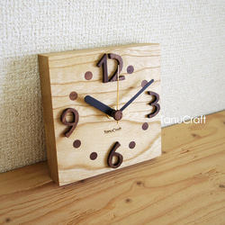 木の掛け時計　■角型12センチ・栓（セン）■ #1 2枚目の画像