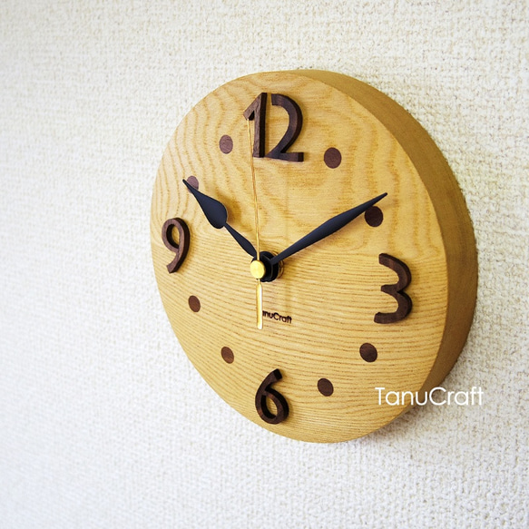 木の掛け時計　■丸型16センチ・タモ■ 1枚目の画像
