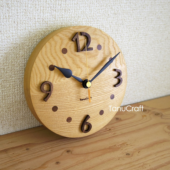 木の掛け時計　■丸型16センチ・タモ■ 2枚目の画像
