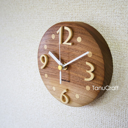 木の掛け時計　■丸型13.5センチ・クルミ■ 3枚目の画像