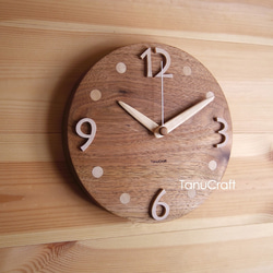 木の掛け時計　■丸型20センチ・クルミ■ #1 2枚目の画像