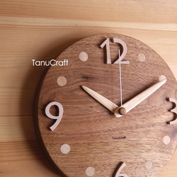 木の掛け時計　■丸型20センチ・クルミ■ #1 3枚目の画像