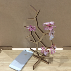 ブロック風の桜ツリーのオブジェ(木材とアクリル) 2枚目の画像
