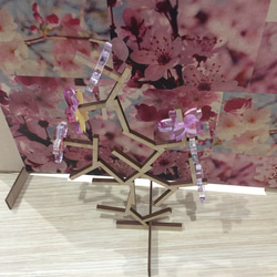 ブロック風の桜ツリーのオブジェ(木材とアクリル) 5枚目の画像