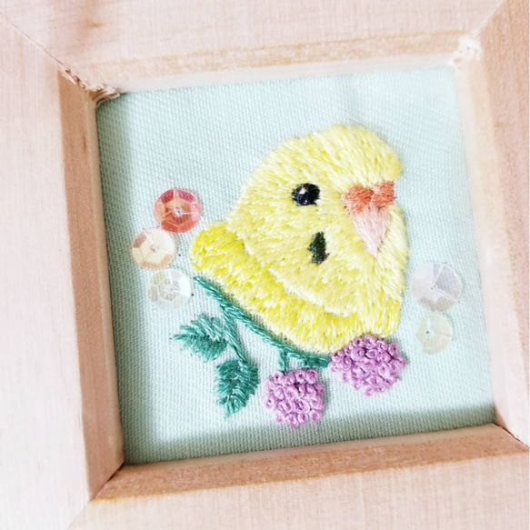 【数量限定】『インコ刺繍✿ちいさな想い出ミニフォトフレーム』（２ｗａｙ） 7枚目の画像