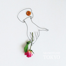 Wire Wall Art Flower (ローズ) 選べる袖ボタンカラー 1枚目の画像