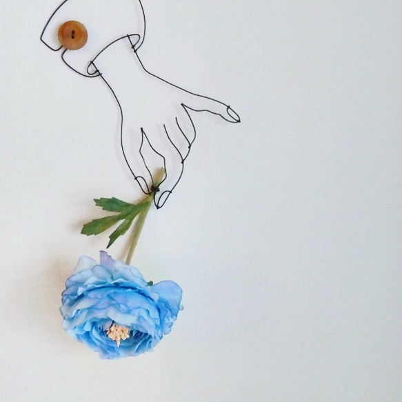 Wire Wall Art Artificialflower ( ichirin blue ) 3枚目の画像