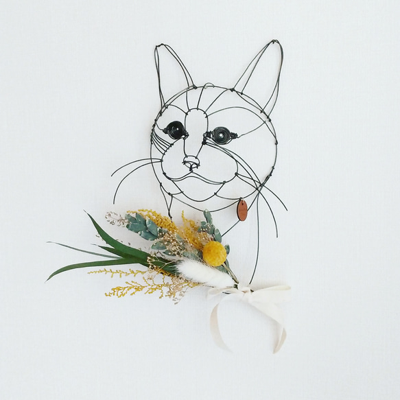 Wire Wall Art Bouque （cat & bouquet） 3枚目の画像