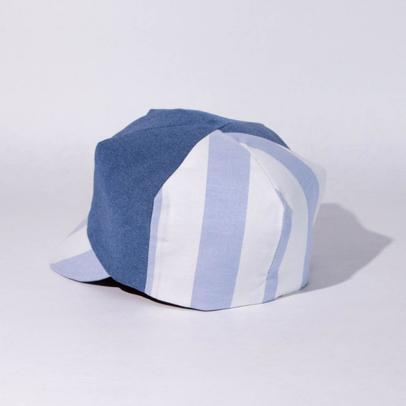 淡藍條紋遮陽帽(鴨舌帽) 第2張的照片