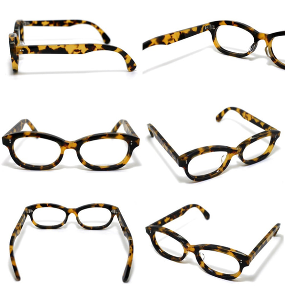 黄色と黒のマーブル柄手造りメガネ001-バラフ 2枚目の画像
