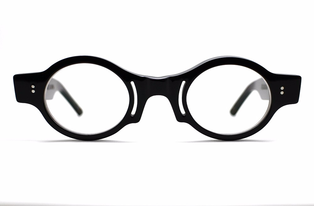 楕円とスリットの黒ぶちセルロイドメガネ018-KK