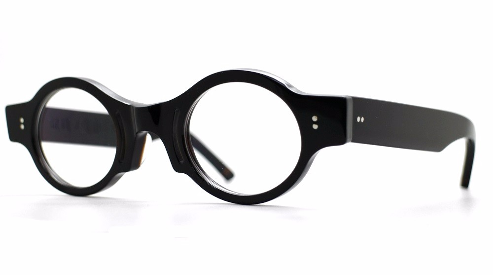 楕円とスリットの黒ぶちセルロイドメガネ018-KK