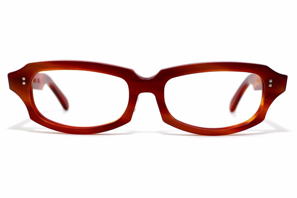 赤と茶色マーブル生地ののセルロイドメガネ049-FF
