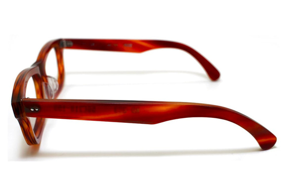 赤と茶色マーブル生地のセルロイドメガネ050-FF 2枚目の画像