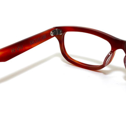 赤と茶色マーブル生地のセルロイドメガネ050-FF 3枚目の画像
