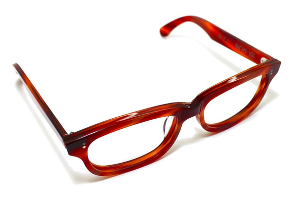 赤と茶色マーブル生地のセルロイドメガネ050-FF 4枚目の画像