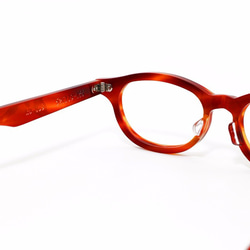 赤と茶色マーブル生地のセルロイドメガネ068-FF 3枚目の画像