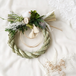 【クリームグリーンマム 】 しめ縄リース お正月飾り しめ縄 しめ飾り お正月飾り しめ縄リース しめ縄・しめ飾り KLAMP by A.handmade 通販