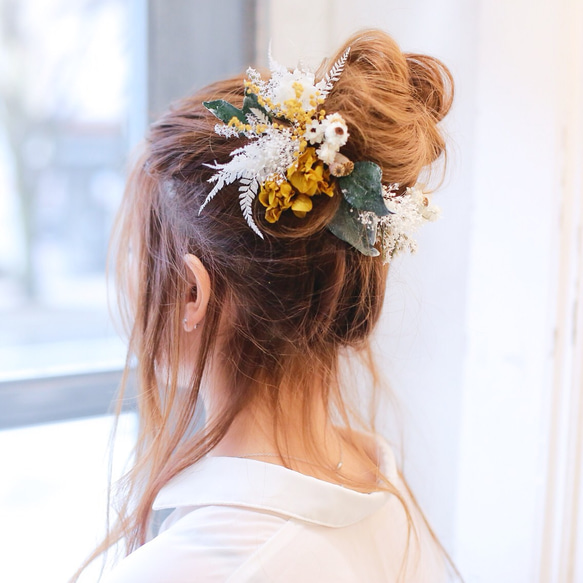 ヘッドパーツ《wedding× hair accessory×mustard yellow》 1枚目の画像