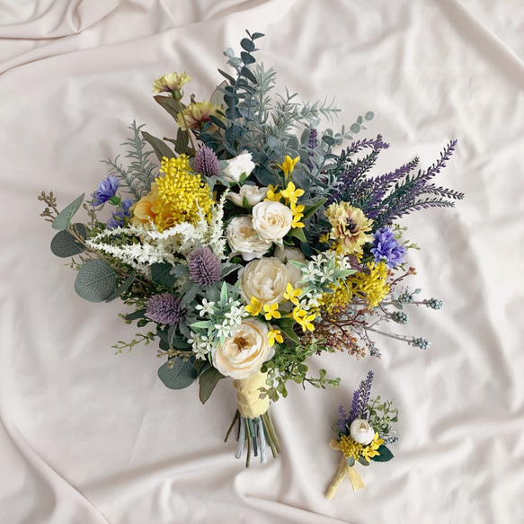 【受注製作】アートフラワーのクラッチブーケ "natural bouquet" 3枚目の画像