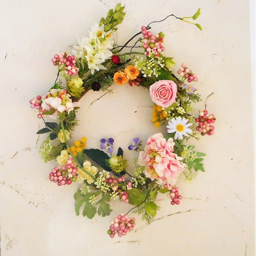 受注制作ふんわり春リース