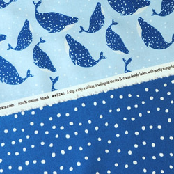 USAコットン modafabrics クジラ柄プリントシーチング生地　AHOY / WHALES / SKY　 3枚目の画像