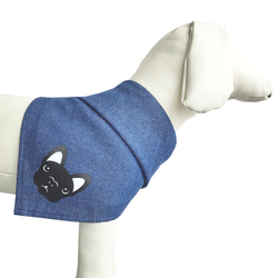 FRENCHIE時尚生活新款寵物法鬥犬全棉牛仔布圍巾 第2張的照片