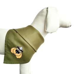 FRENCHIE時尚生活新款寵物貴賓犬全棉軍綠圍巾 第2張的照片