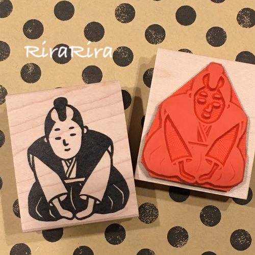 三つ指侍＊40mmx48mm＊ラバースタンプ＊R045 はんこ・スタンプ