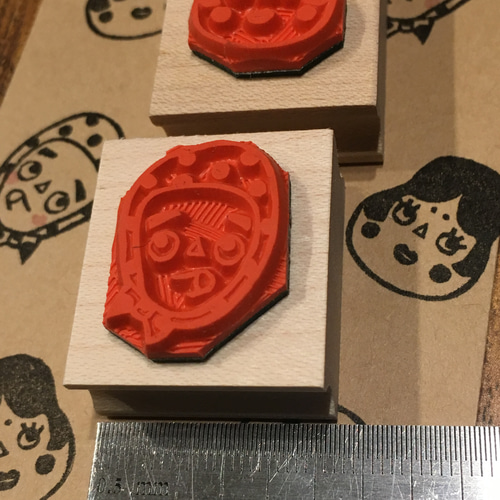 終売】ひょっとこ&おかめちゃん＊ラバースタンプ はんこ・スタンプ