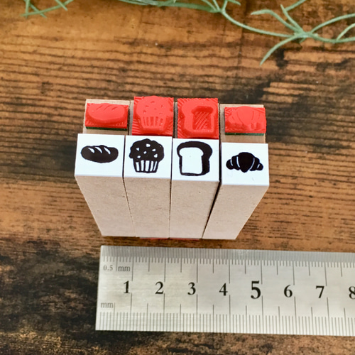 パンはんこ4本セット＊ラバースタンプ はんこ・スタンプ