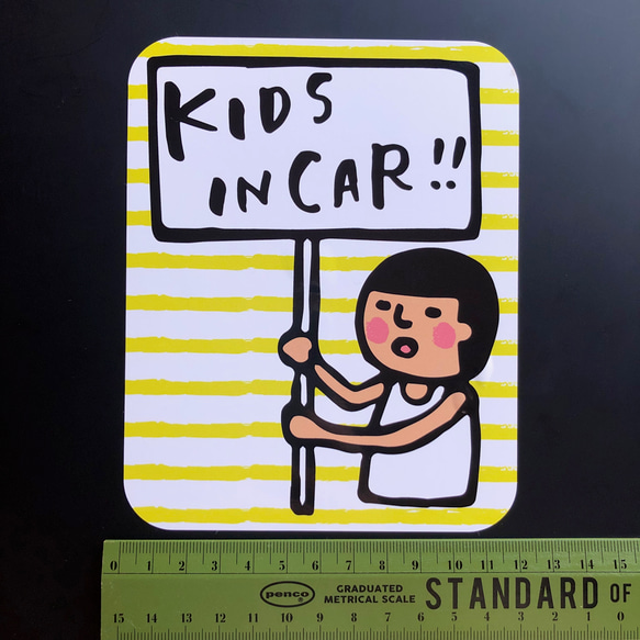 [Mamoru-kun 標語牌（黃色）] KIDS IN CAR * 車貼 第5張的照片