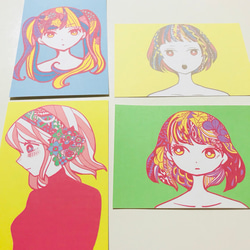 【カラフル！女の子のポストカード4枚セット】 3枚目の画像