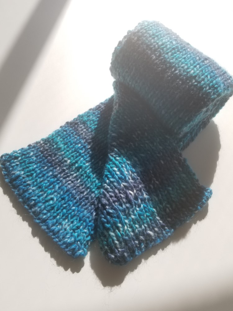 E78M【クリスマスギフト】冬空に映えるターコイズブルー系メランジ/柔かくあたたかいロングマフラー【送料無料】