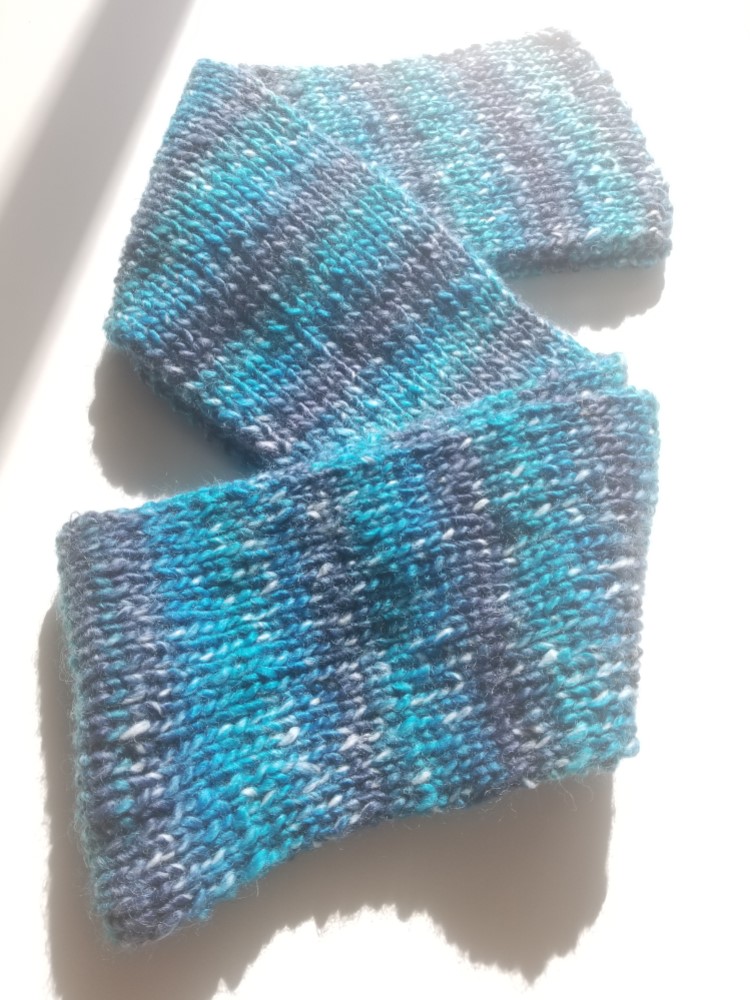 E78M【クリスマスギフト】冬空に映えるターコイズブルー系メランジ/柔かくあたたかいロングマフラー【送料無料】