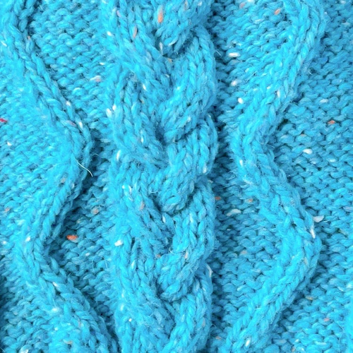 犬服 手編みセーター フリンジ ターコイズブルー 胴回り34cm ペット服