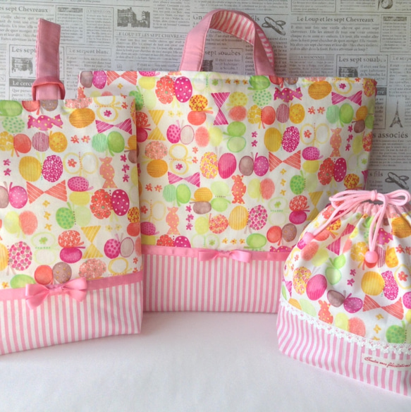 入園入学4点セット 【黄色ちょうちょ×ピンクチェック】 楽天市場